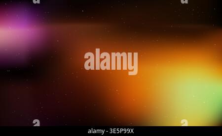 Colorful film light gradient overlay background with rainbow light leak glow and subtle vintage dust grain texture Stock Vector