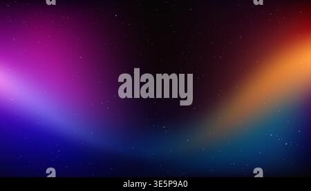 Abstract film light gradient overlay background with purple blue and orange light leak glow and vintage dust grain texture Stock Vector