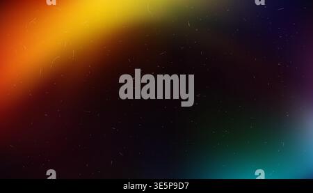 Abstract film light gradient overlay background with rainbow light leak glow and subtle vintage dust grain texture Stock Vector