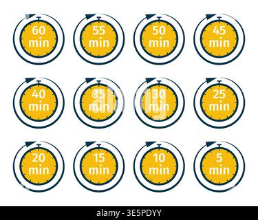 Kitchen timer and countdown icon set on white background Stock Vector