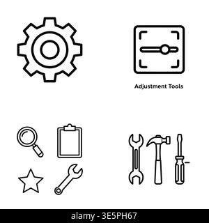 Collection of Minimalist Web, System, and Utility Line Icons Stock Vector