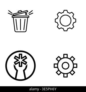 Collection of Minimalist Web, System, and Utility Line Icons Stock Vector