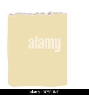 A piece of paper with a torn edge. Vector illustration. Torn paper isolated on a white background. White scraps of paper for scrapbooking, note-taking Stock Vector