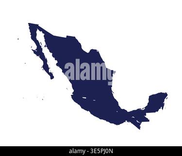 Map of Mexico, sign silhouette. World Map Globe. Vector Illustration isolated on white background. North America continent Stock Vector