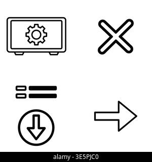 Access Control and Account Management Linear Icon Set Stock Vector