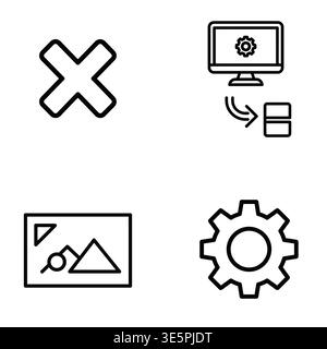 Access Control and Account Management Linear Icon Set Stock Vector