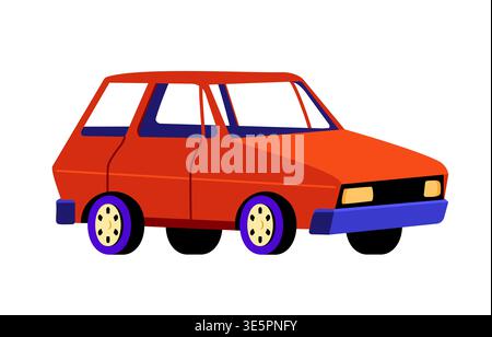 Retro car - colorful flat design style illustration Stock Vector
