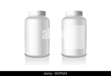 Realistic clear glass bottle for beauty, cosmetic or medicinal product. 3D. Vector illustration White Packing design template.  Stock Vector