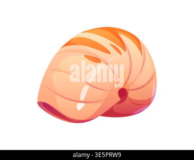Sea bottom nautilus cartoon seashell or mussel. Ocean life seashell, tropical sea fauna cartoon shell. Underwater mollusk aquatic mussel Stock Vector