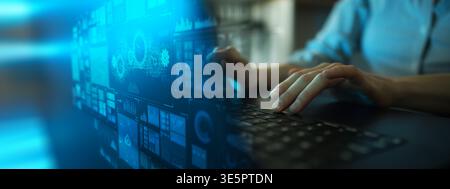 AI Automation and Predictive Analytics Interface for Digital Workflow Management. Stock Photo