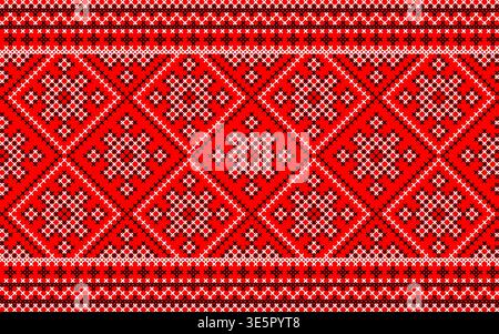 Seamless pattern of Ukrainian ornament in ethnic style, identity, vyshyvanka, embroidery for print clothes, websites, banners, poster Stock Vector