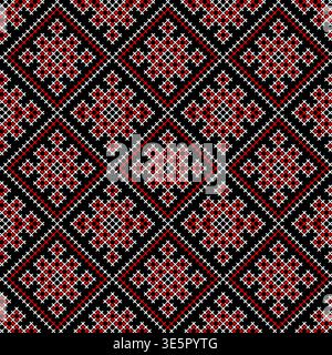 Seamless pattern of Ukrainian ornament in ethnic style, identity, vyshyvanka, embroidery for print clothes, websites, banners, poster Stock Vector