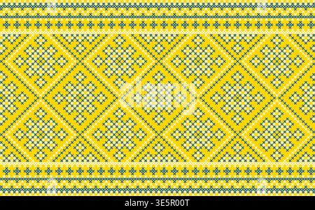 Vector illustration of Ukrainian ornament in ethnic style, identity, vyshyvanka, embroidery for print clothes, websites, banners. Background Stock Vector