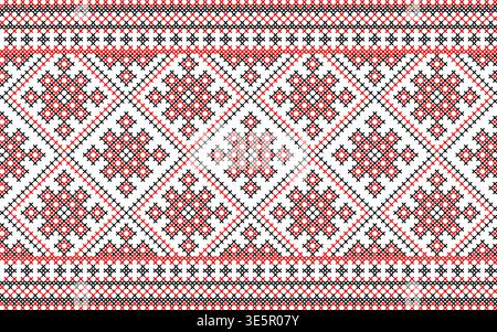Seamless pattern of Ukrainian ornament in ethnic style, identity, vyshyvanka, embroidery for print clothes, websites, banners, poster Stock Vector