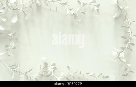 White vines 3d creating a frame minimalist background Stock Photo