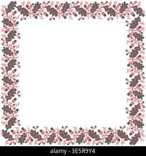 Vector illustration of Ukrainian ornament in ethnic red and black floral style, identity, vyshyvanka, embroidery, cross stitch ornament Stock Vector