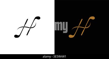 The H golf logo design is unique and luxury Stock Vector