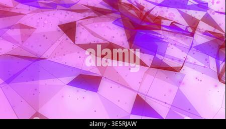 Forming translucent low-poly mesh in abstract digital scene, showing wireframe, speckles, gradients Stock Photo