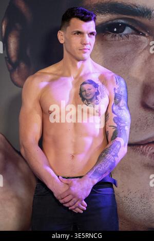 Manchester, UK. 02nd Apr, 2026. Vasil Ducar during the Weigh-In ahead of the Pat Brown vs Vasil Ducar WBA Intercontinental Cruiserweight Title fight at Freight Island Depot Mayfield, Manchester, England, United Kingdom on 2 April 2026 Credit: Luke Williams/Every Second Media Credit: Every Second Media/Alamy Live News Stock Photo