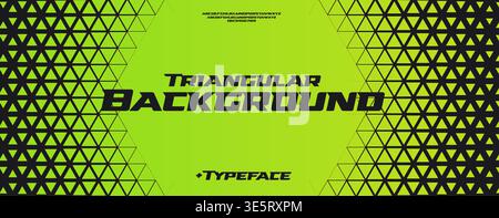 Hexagonal honeycomb green neon gradient, tech halftone background with bold rounded dynamic font for sport, race, technology. Perfect for banner Stock Vector