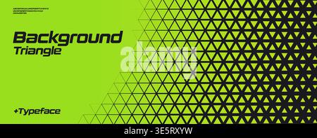 Hexagonal honeycomb green neon gradient, tech halftone background with bold rounded dynamic font for sport, race, technology. Perfect for banner Stock Vector