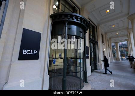 The London office of Bryan Cave Leighton Paisner LLP (BCLP), an international law firm with 32 offices worldwide. Situated in Governors House, City of Stock Photo