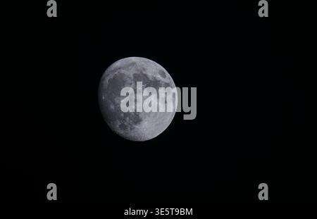 A close-up of the crescent moon in the sky Stock Photo