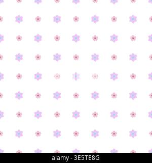 Pink, violet flowers in random order seamless pattern, simple repeat floral ornament, hand drawn vector illustration for textile, fabric, gift paper, fashion print, Easter, spring holidays decor Stock Vector