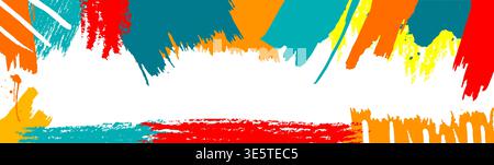 colored background with paint strokes frame. Hand drawn. Not AI, vector illustration. Stock Vector