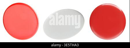 Three blank button badges isolated on white, set Stock Photo