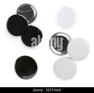 Many blank button badges isolated on white, set Stock Photo