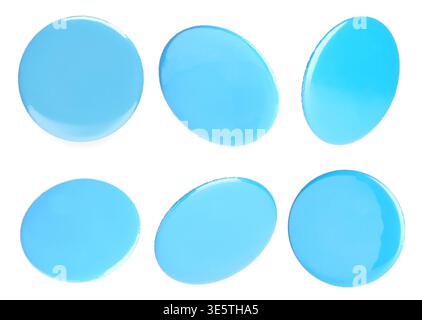 Many light blue button badges isolated on white, set Stock Photo