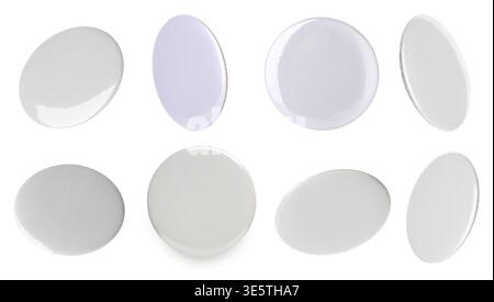Many blank button badges isolated on white, set Stock Photo