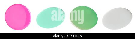 Button badges in different colors isolated on white, set Stock Photo