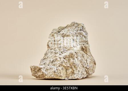 Natural granit stone on beige background, minimal product podium Stock Photo