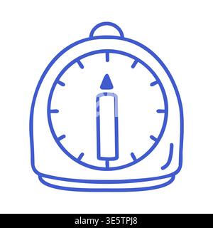Kitchen timer in linear vector icon style. Hand drawn icon. Outline vector isolated illustration.  Stock Vector