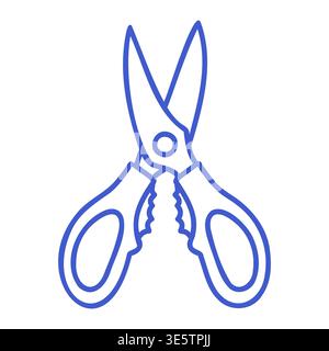 Kitchen scissors in outline icon style. Hand drawn icon. Outline vector isolated illustration. Stock Vector