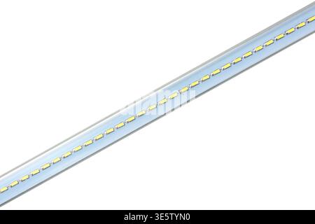led strip light isolated white background, surface mounted light emitting diodes hardware detail Stock Photo