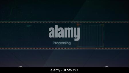 Displaying centered filmstrip band across digital UI, showing Processing Stock Photo