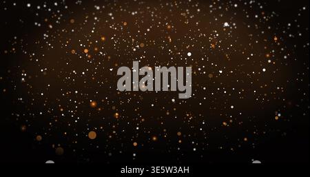 Scattered bokeh particles fading in and drifting downward, creating warm motion design texture Stock Photo