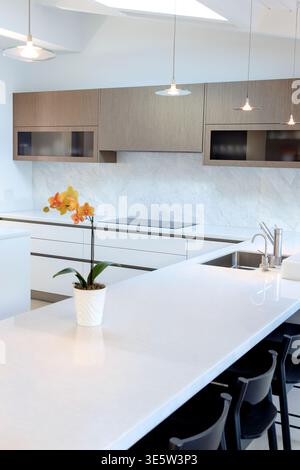 Modern kitchen white countertops Stock Photo