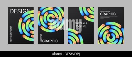 Background poster circle with abstract neon gradient for design geometric party. Shape night rainbow with background pattern template for graphic Stock Vector