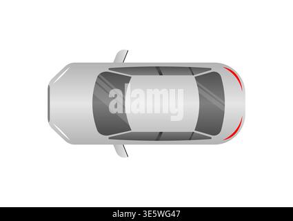 Car or Sedan Car in Aerial View. Vector Illustration Isolated on White Background. Stock Vector