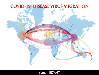 Map of possible virus transportation over the world Stock Photo