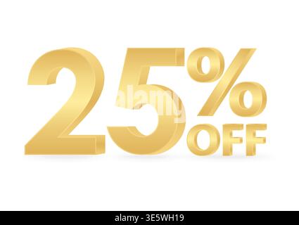 25% or 25 Percent Off Sale Discount. 25% for Banner, Poster or Advertising. Vector Illustration. Stock Vector