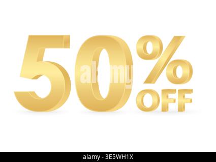 50% or 50 Percent Off Sale Discount. 50% for Banner, Poster or Advertising. Vector Illustration. Stock Vector