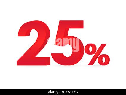 25% or 25 Percent Off Sale Discount. 25% for Banner, Poster or Advertising. Vector Illustration. Stock Vector