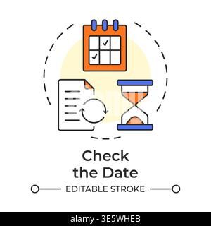 Check the date multi color concept icon Stock Vector