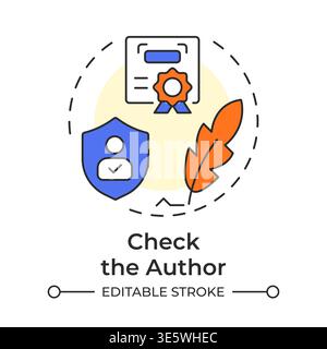 Check the author multi color concept icon Stock Vector