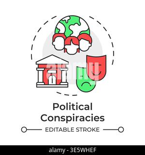 Political conspiracies multi color concept icon Stock Vector